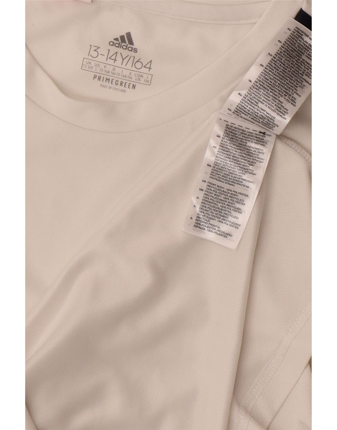 ADIDAS Boys Aeroready T-Shirt Top 13-14 Years White Polyester Vintage Adidas and Second-Hand Adidas from Messina Hembry 