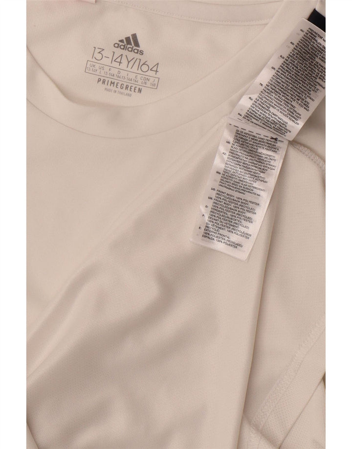 ADIDAS Boys Aeroready T-Shirt Top 13-14 Years White Polyester Vintage Adidas and Second-Hand Adidas from Messina Hembry 