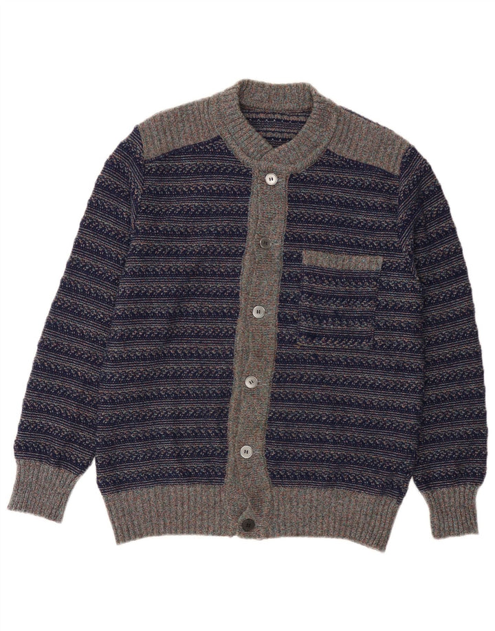 Pulover Cardigan Vintage pentru bărbați, mediu bleumarin, în dungi