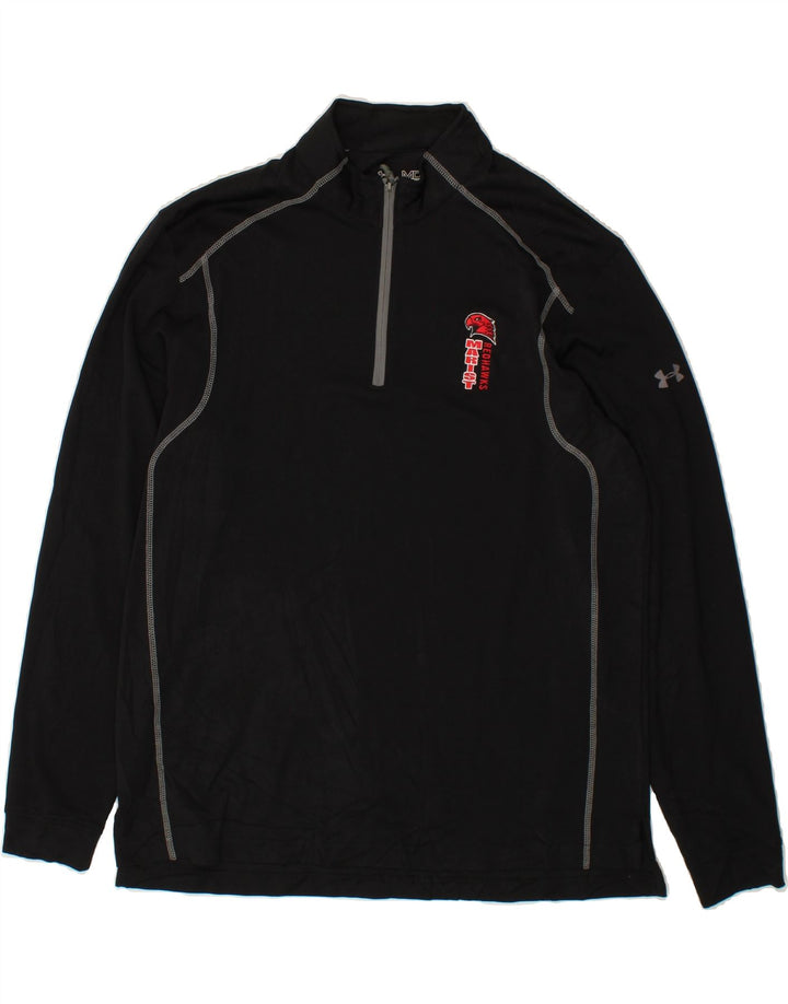 UNDER ARMOUR Mens Zip Neck Pullover Tracksuit Top Medium Black Polyester Vintage Under Armour and Second-Hand Under Armour from Messina Hembry 