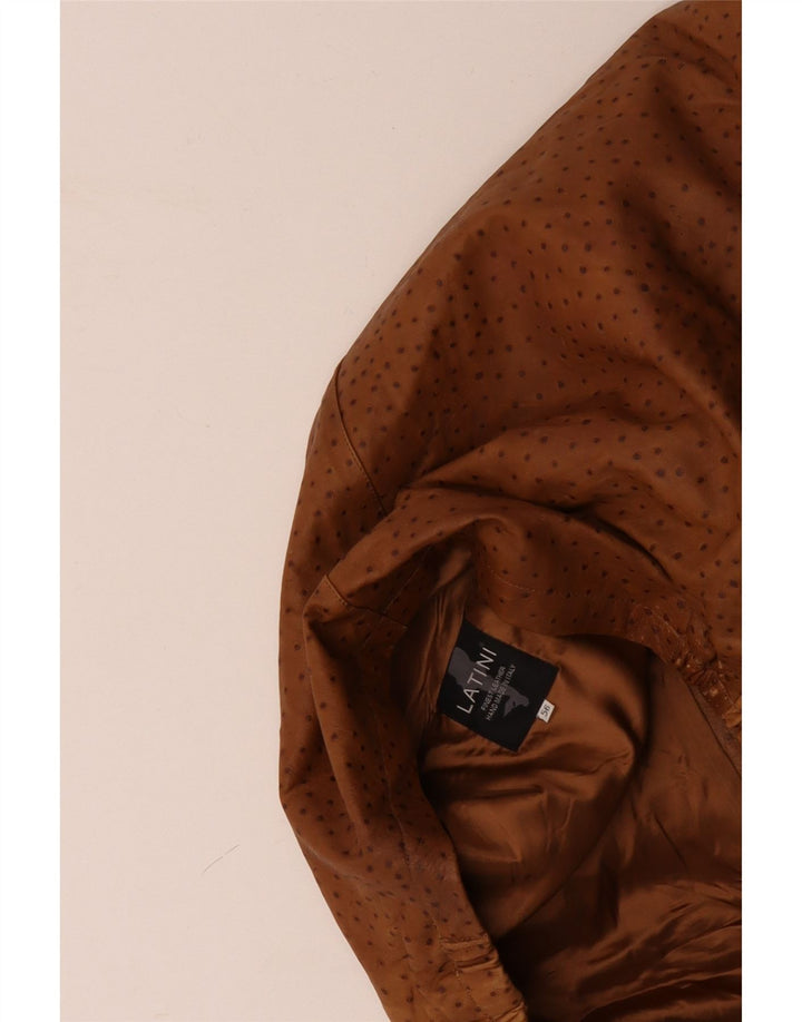 Gilet bărbați din piele VINTAGE IT 56 3XL maro cu pete