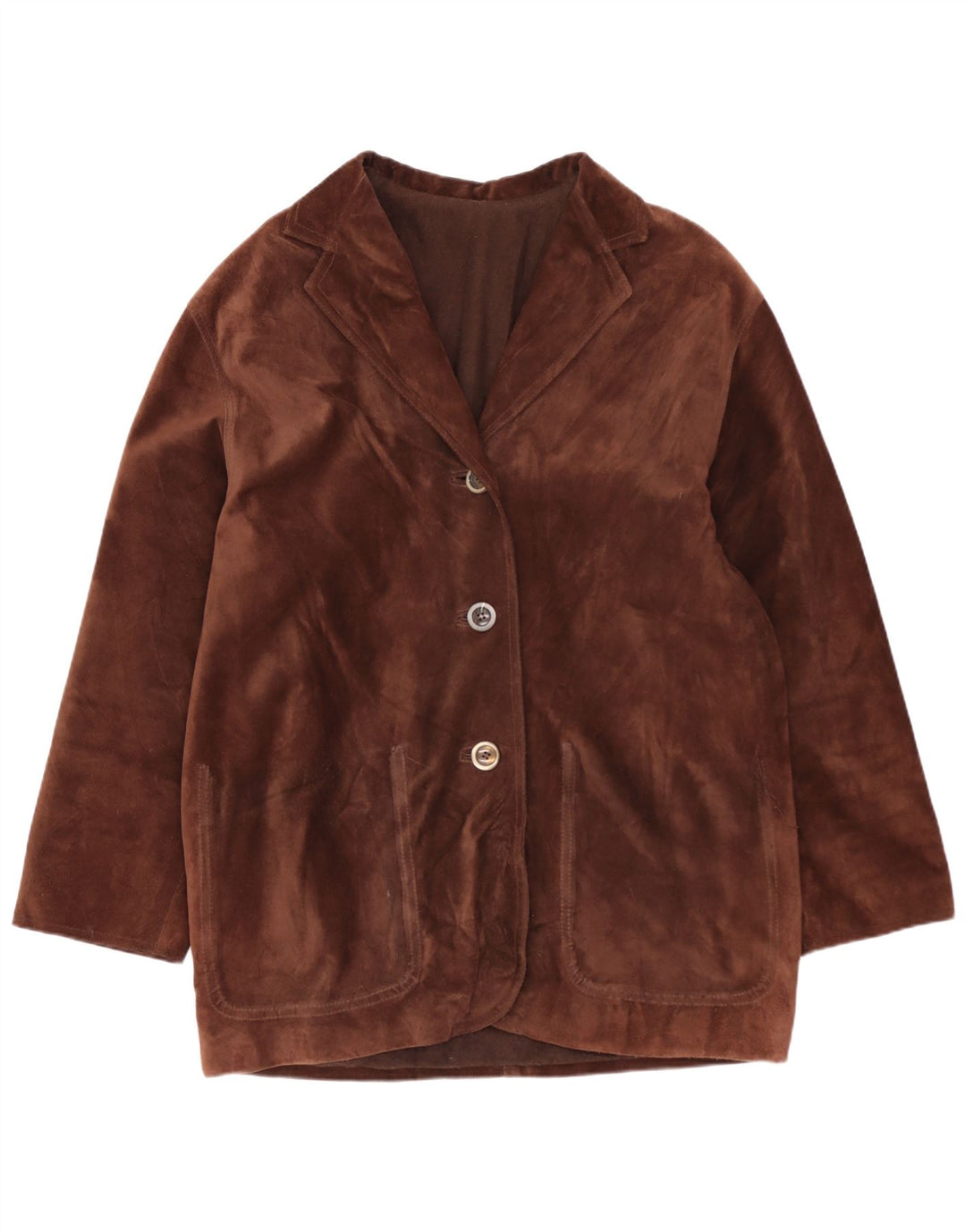 Jachetă vintage de damă supradimensionată din piele intoarsa EU 40 maro mediu din piele