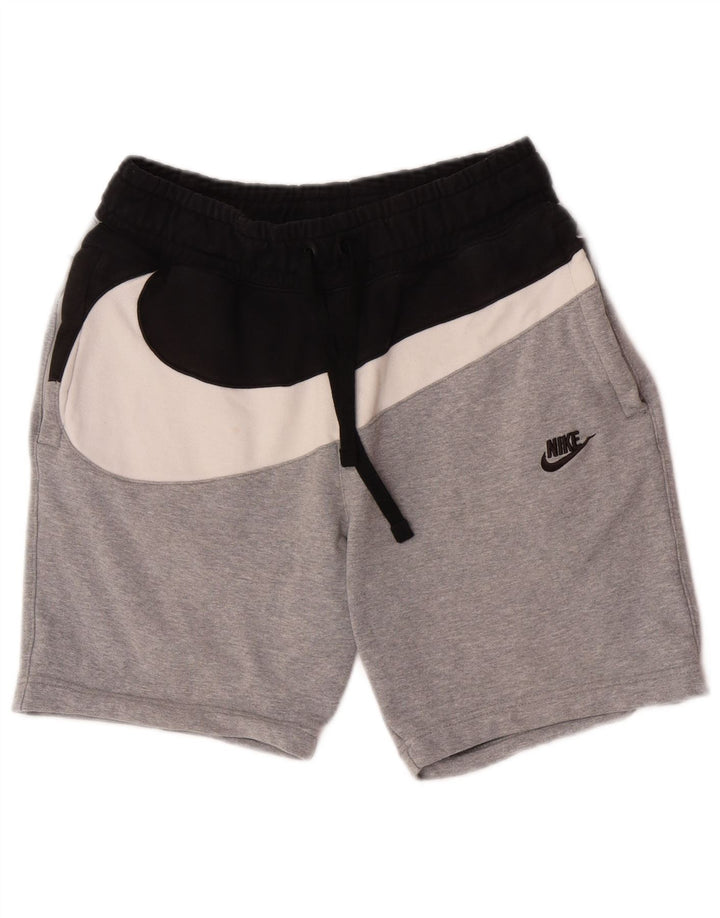 Pantaloni scurți sport Nike pentru bărbați, bumbac color bloc, gri mediu