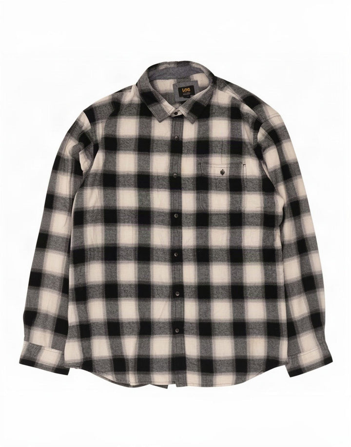 Cămașă de flanel pentru bărbați Lee, 2XL, bumbac negru cu carouri