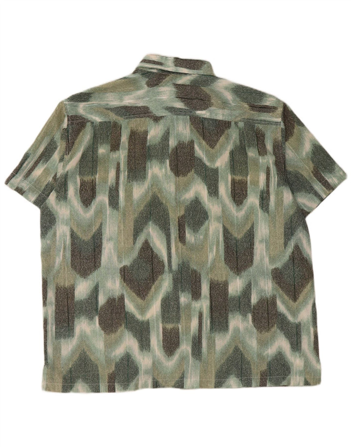 Cămașă cu mânecă scurtă pentru bărbați VINTAGE, mare, verde, geometrică