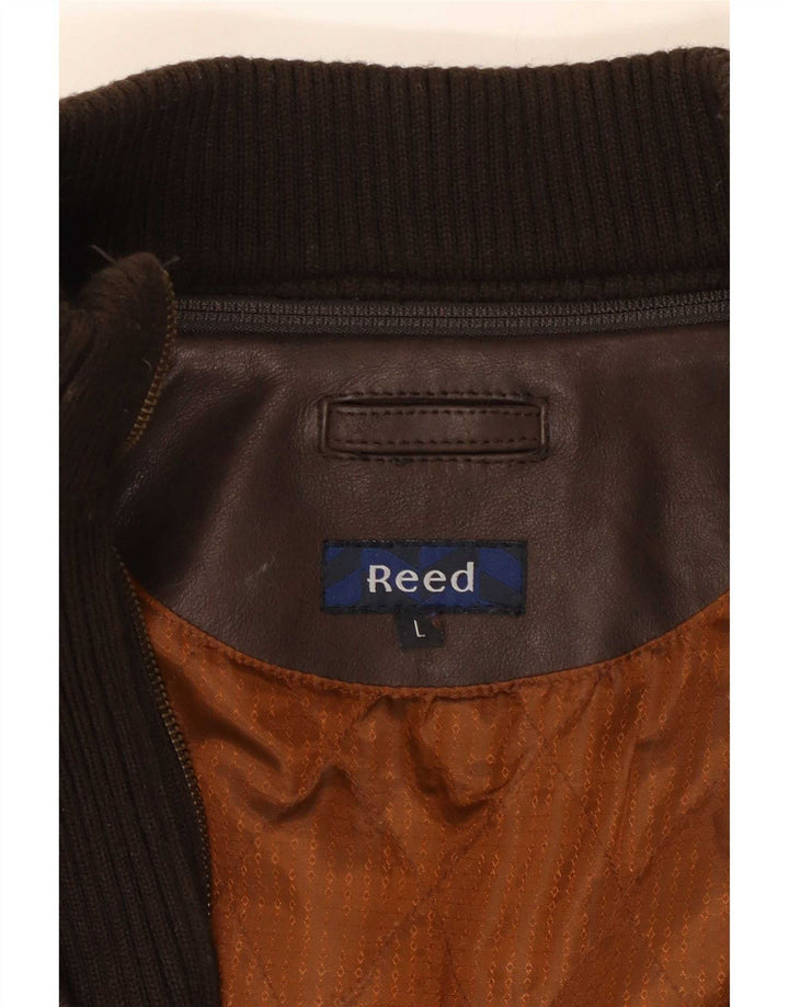 Jachetă de piele pentru bărbați Reed UK 40 Maro mare