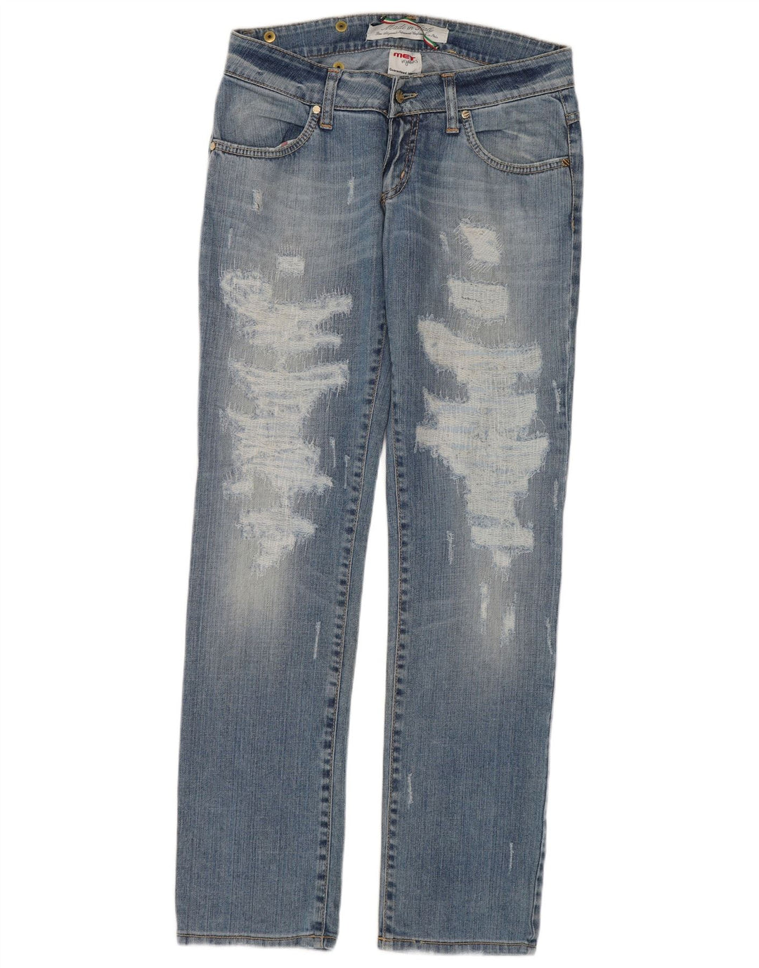 MET Blugi Distressed drepte pentru femei W28 L31 bumbac albastru