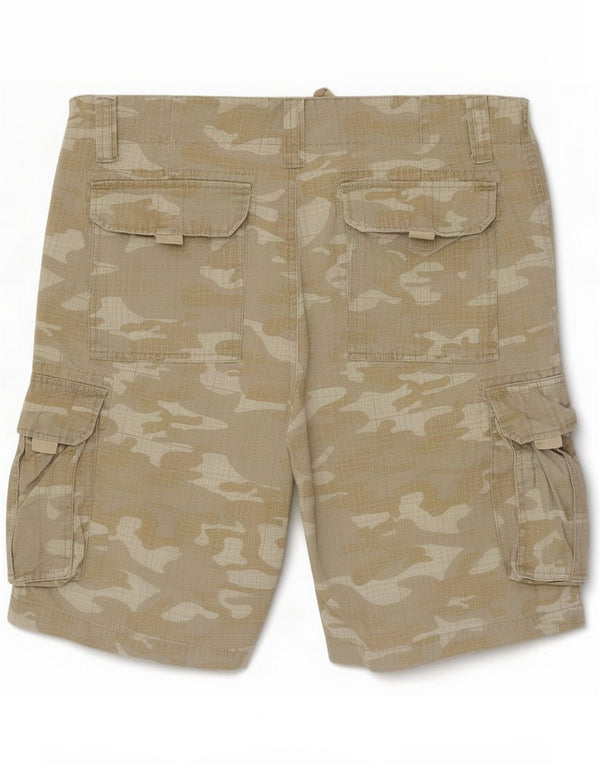 Brugi Mens Cargo Shorts Large W36 Beige Camouflage Bumbac