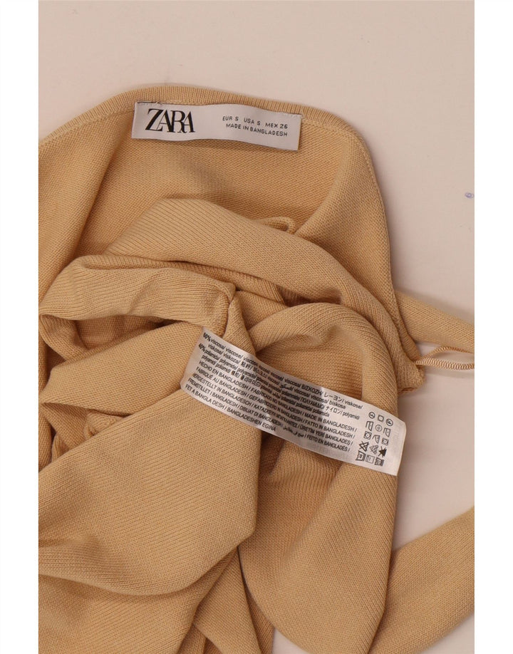 Top Crop Halter pentru femei Zara UK 8 Small Beige Viscose
