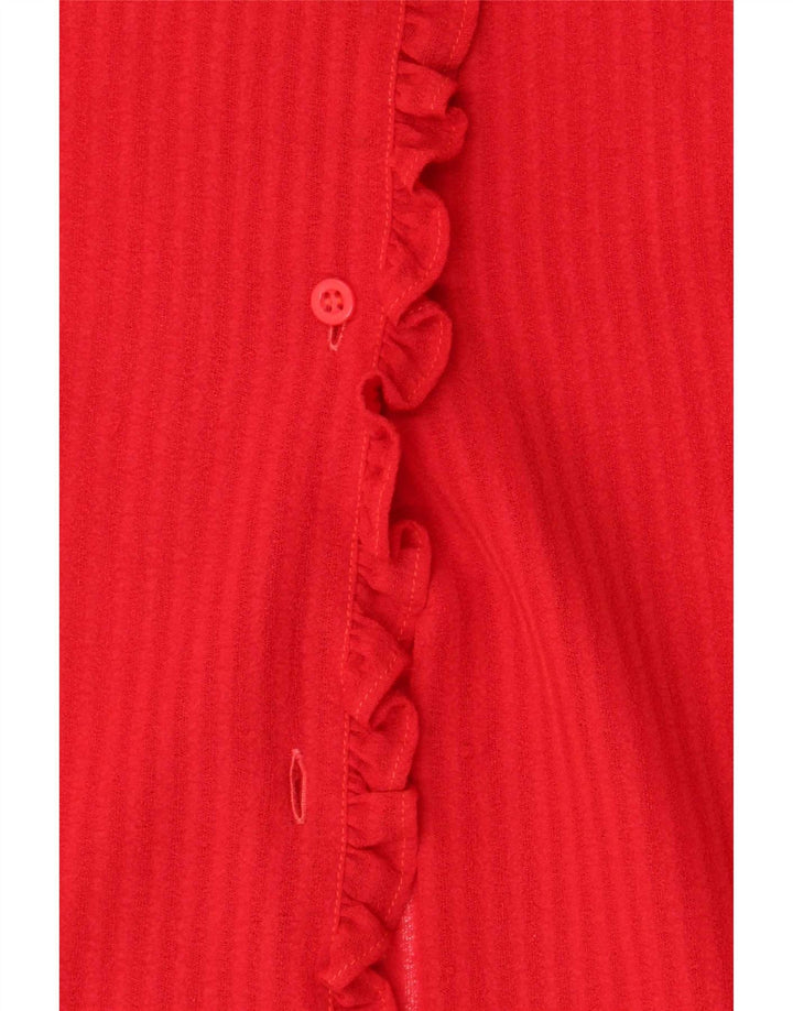 Bluză de cămașă vintage pentru femei UK 14 Medium Red Dunge