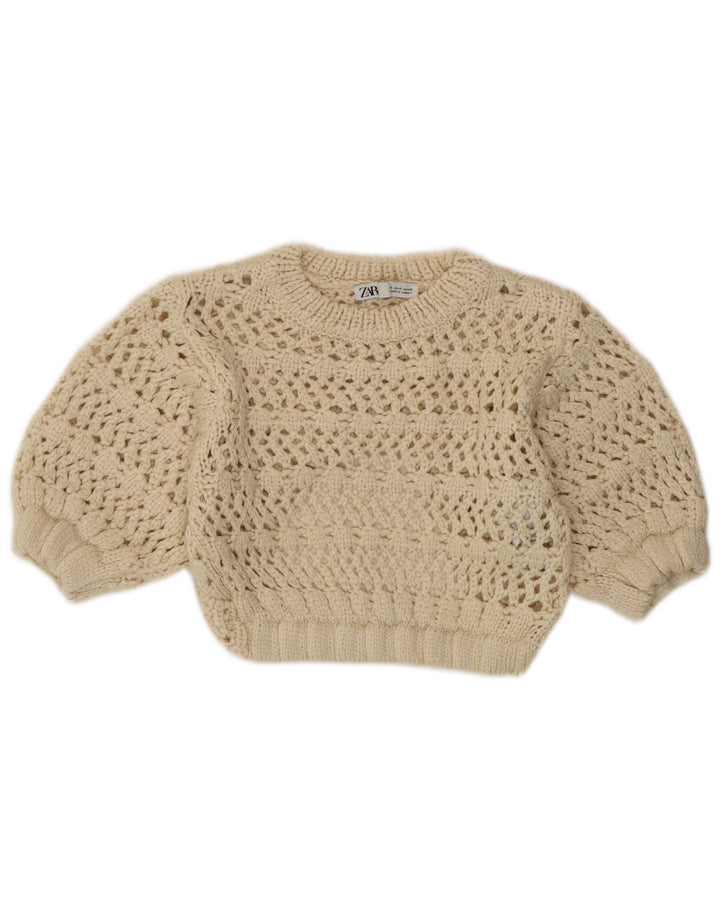 Top tricot pentru femei Zara UK 8 Small Beige Acrylic