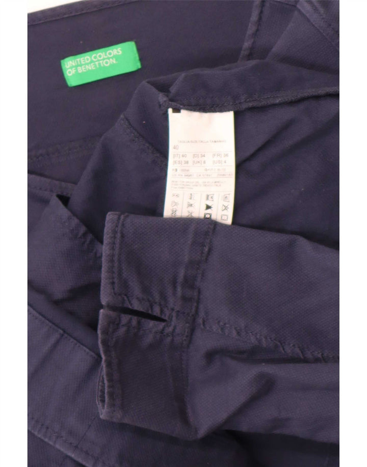 Jachetă bomber pentru femei Benetton cu mâneci 3/4 UK 8, bumbac bleumarin mic