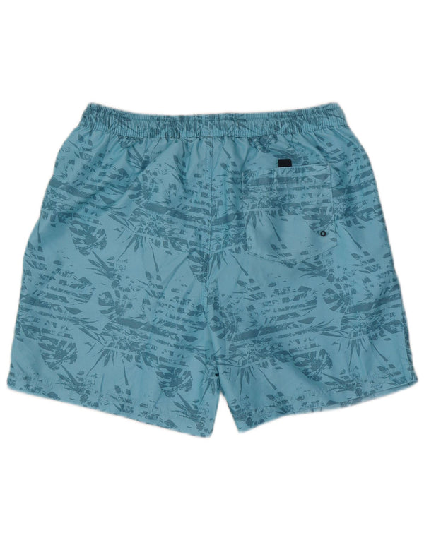 Vintage Mens Swimming Shorts Large Blue Floral Polyester