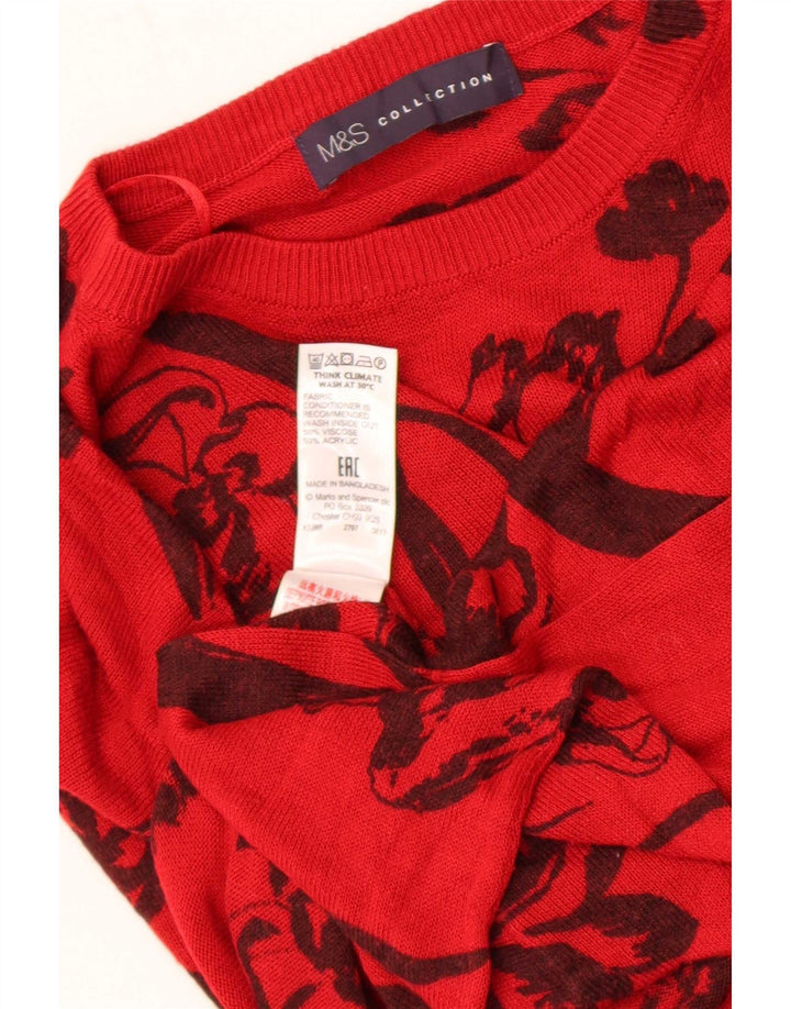 Pulover pentru femei Marks & Spencer cu decolteu triplu UK 14 Medium Roșu Floral