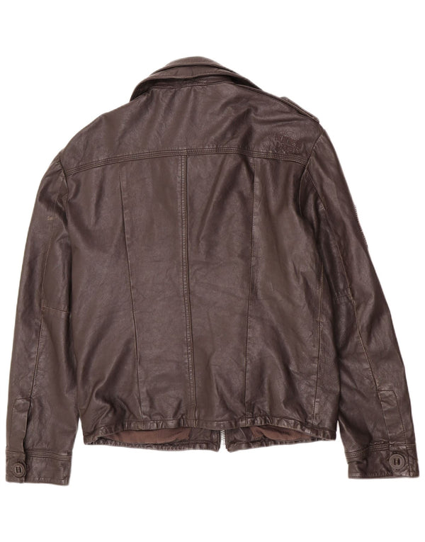 Jachetă militară din piele pentru bărbați Superdry UK 42 XL maro
