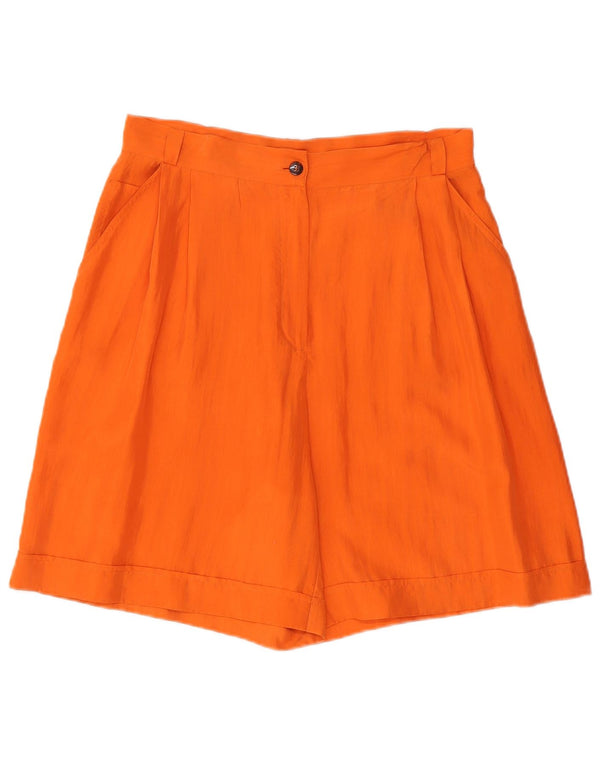 Pantaloni scurți casual vintage cu talie înaltă pentru femei UK 14 Large W30 Orange Silk