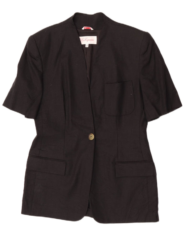 Jachetă blazer pentru femei Les Copains, cu mânecă scurtă, cu 1 nasture, IT 44 Medium Negru