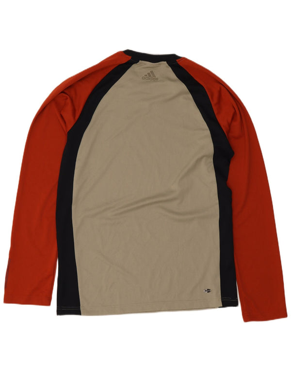 Top grafic pentru bărbați Adidas cu mânecă lungă, bej, poliester color bloc
