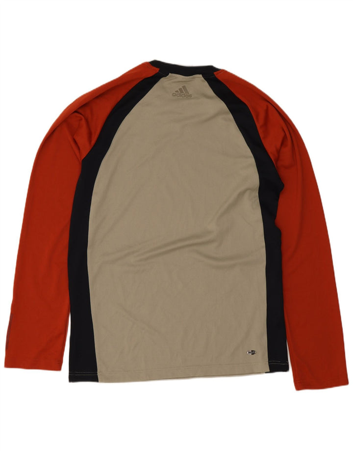 Top grafic pentru bărbați Adidas cu mânecă lungă, bej, poliester color bloc
