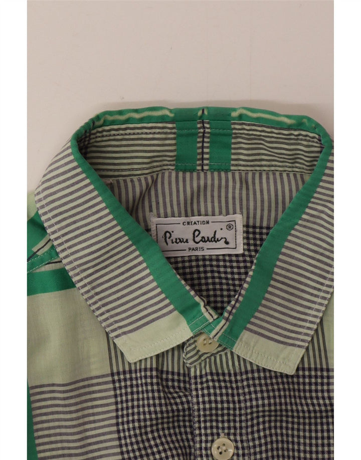 Cămașă cu mânecă scurtă pentru bărbați Pierre Cardin, verde mediu, carouri