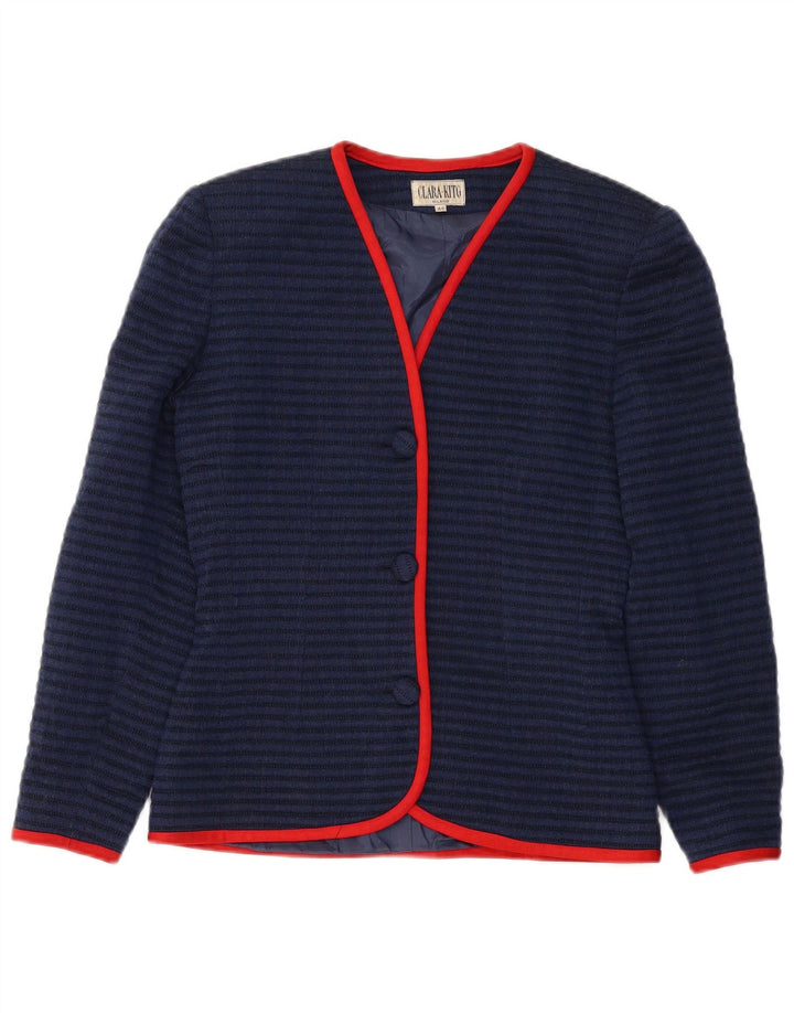 Jachetă pentru femei VINTAGE cu 3 nasturi IT 44 Medium Bleumarin cu dungi