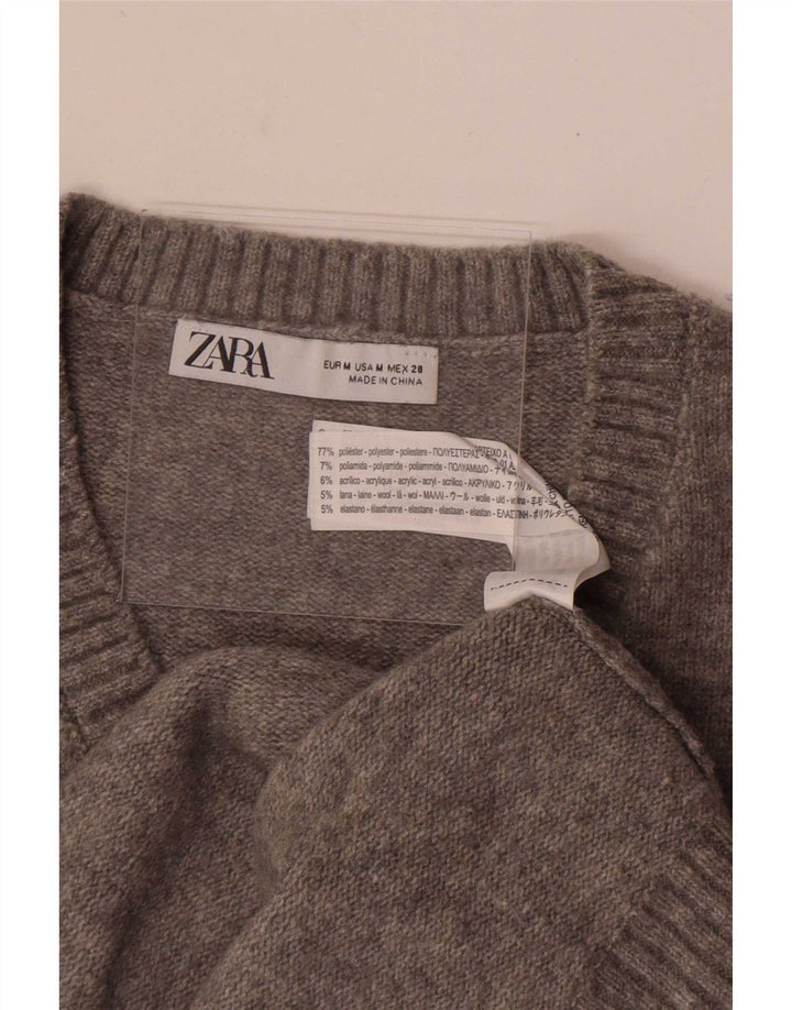 Zara femei Crop Vest Tank Top UK 14 Medium Gri Poliester