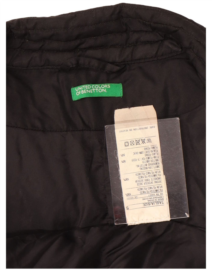 Jachetă motociclistă Benetton pentru femei, supradimensionată, căptușită, UK 10, nailon mic, negru