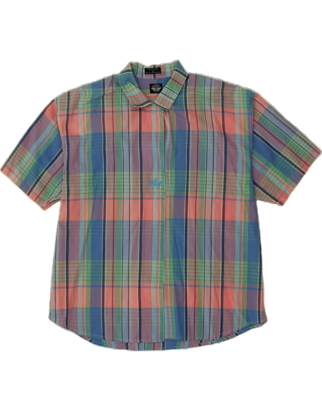 DOCKERS Womens Oversized Pullover Shirt UK 16 Large Multicoloured Check Vintage Dockers and Second-Hand Dockers from Messina Hembry 
