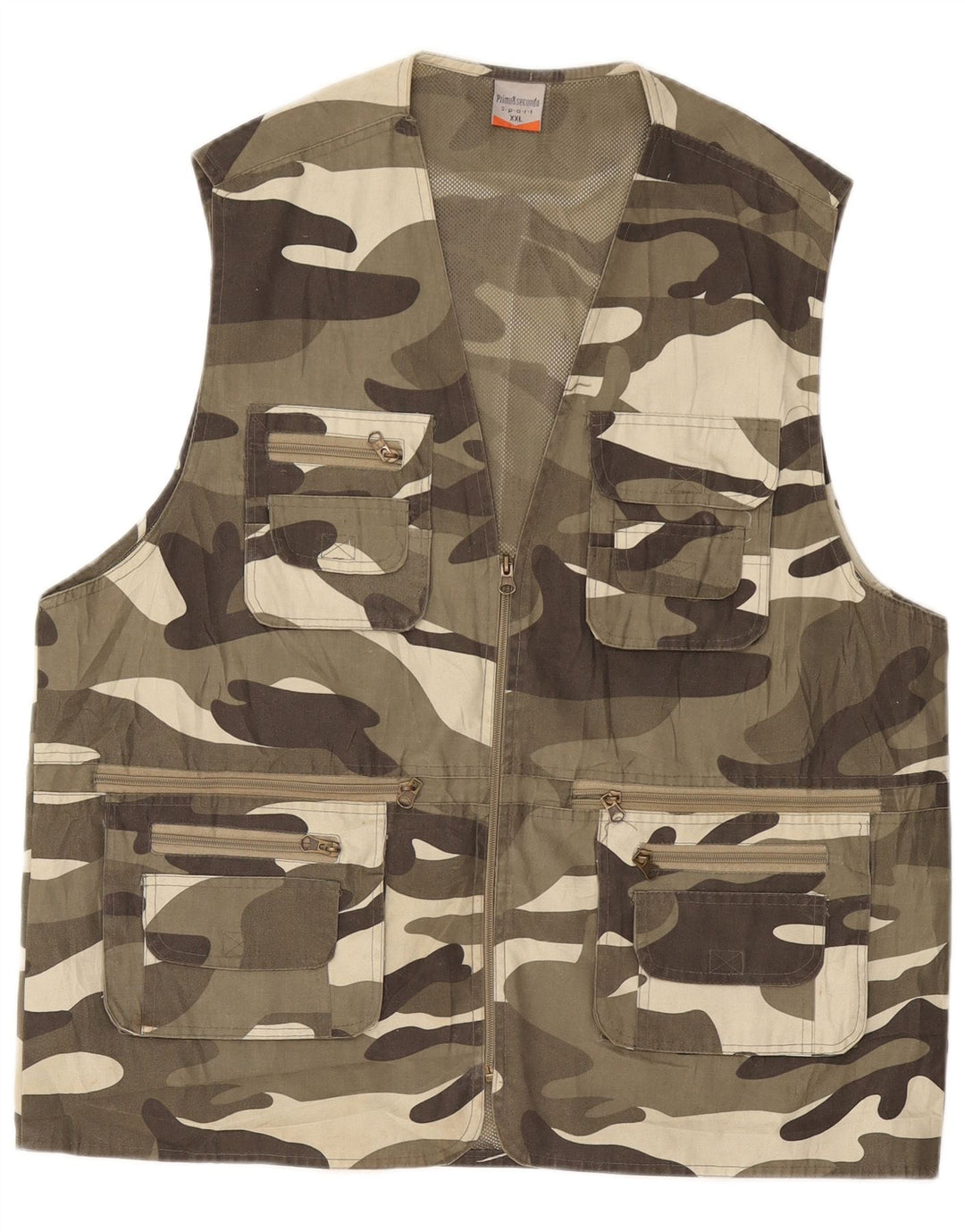 VINTAGE Gilet utilitar pentru bărbați UK 44 2XL Kaki Camouflage Bumbac