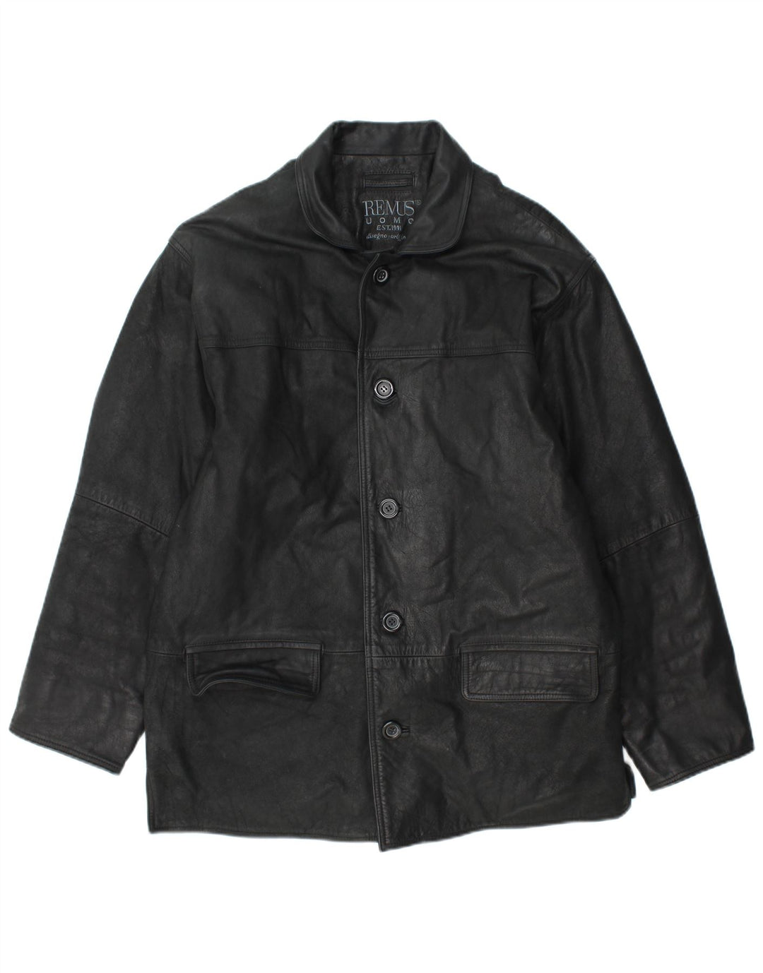 Palton din piele pentru bărbați REMUS UK 40, mare, neagră