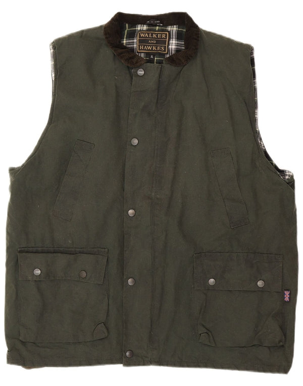 Gilet pentru bărbați Walker and Hawkes din bumbac cerat UK 42 XL Kaki Colorblock