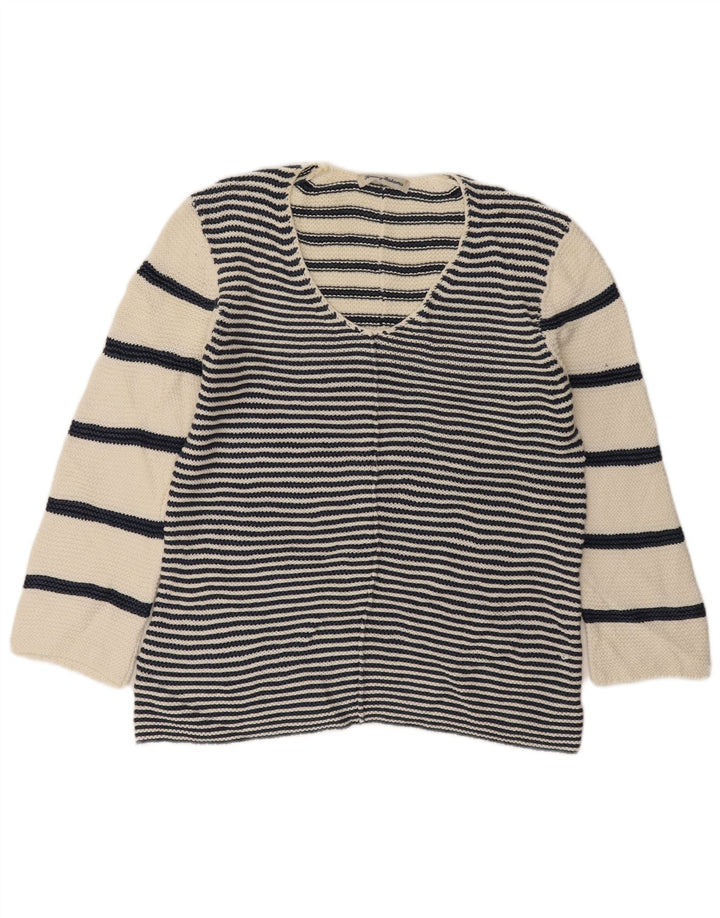 Pulover cu decolteu în V Tommy Bahama pentru femei UK 14 Medium Off White Nautical