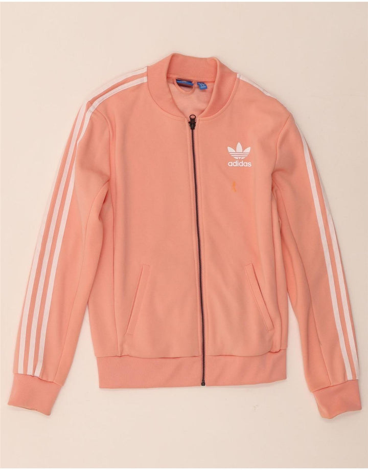Jachetă de top pentru trening grafic Adidas pentru femei UK 6 XS Poliester portocaliu