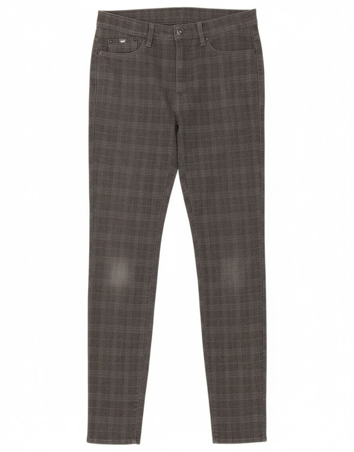 Pantaloni casual subțiri pentru femei Gas W28 L32 poliester cu carouri gri