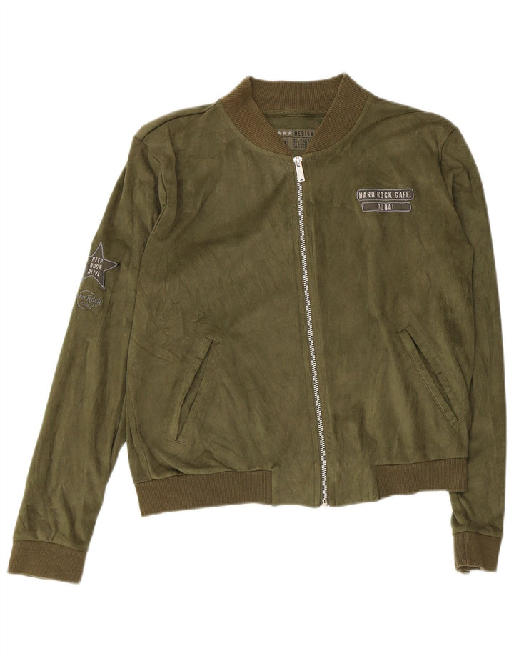 Hard Rock Cafe pentru femei Dubai Crop Bomber Jacket UK 14 Poliester verde mediu