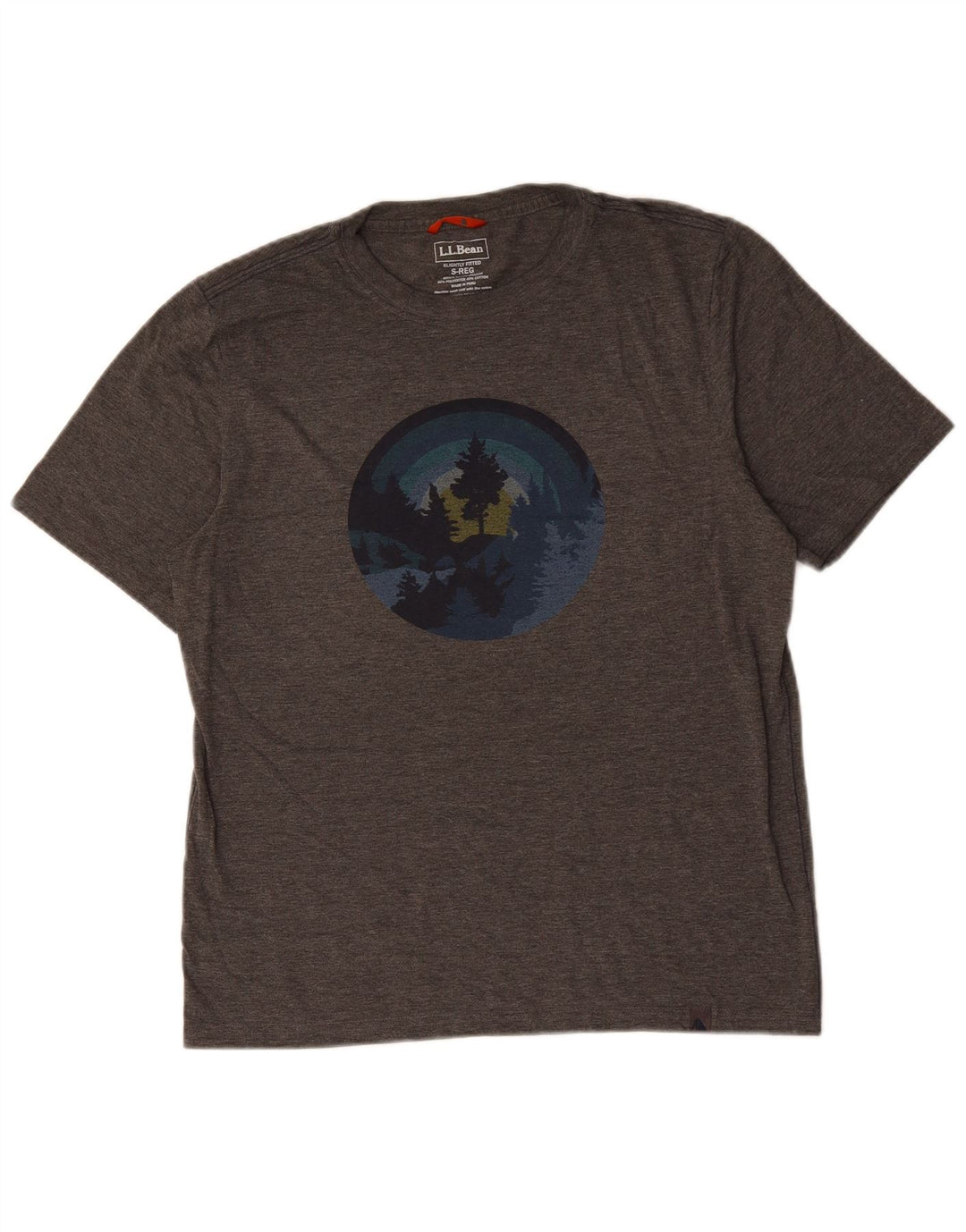 L.L.BEAN Tricou grafic ușor mulat pentru bărbați Top mic, gri, pete