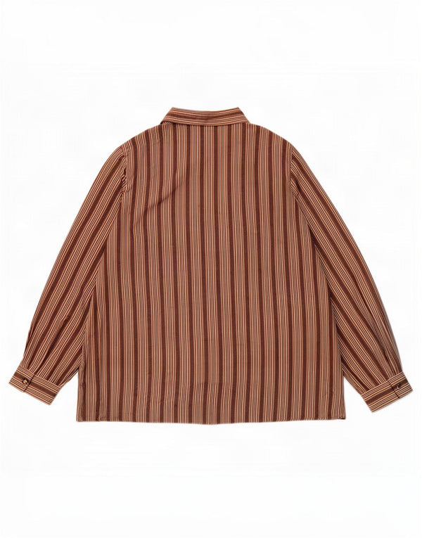 Bluză de cămașă vintage pentru femei UK 18 XL maro cu dungi