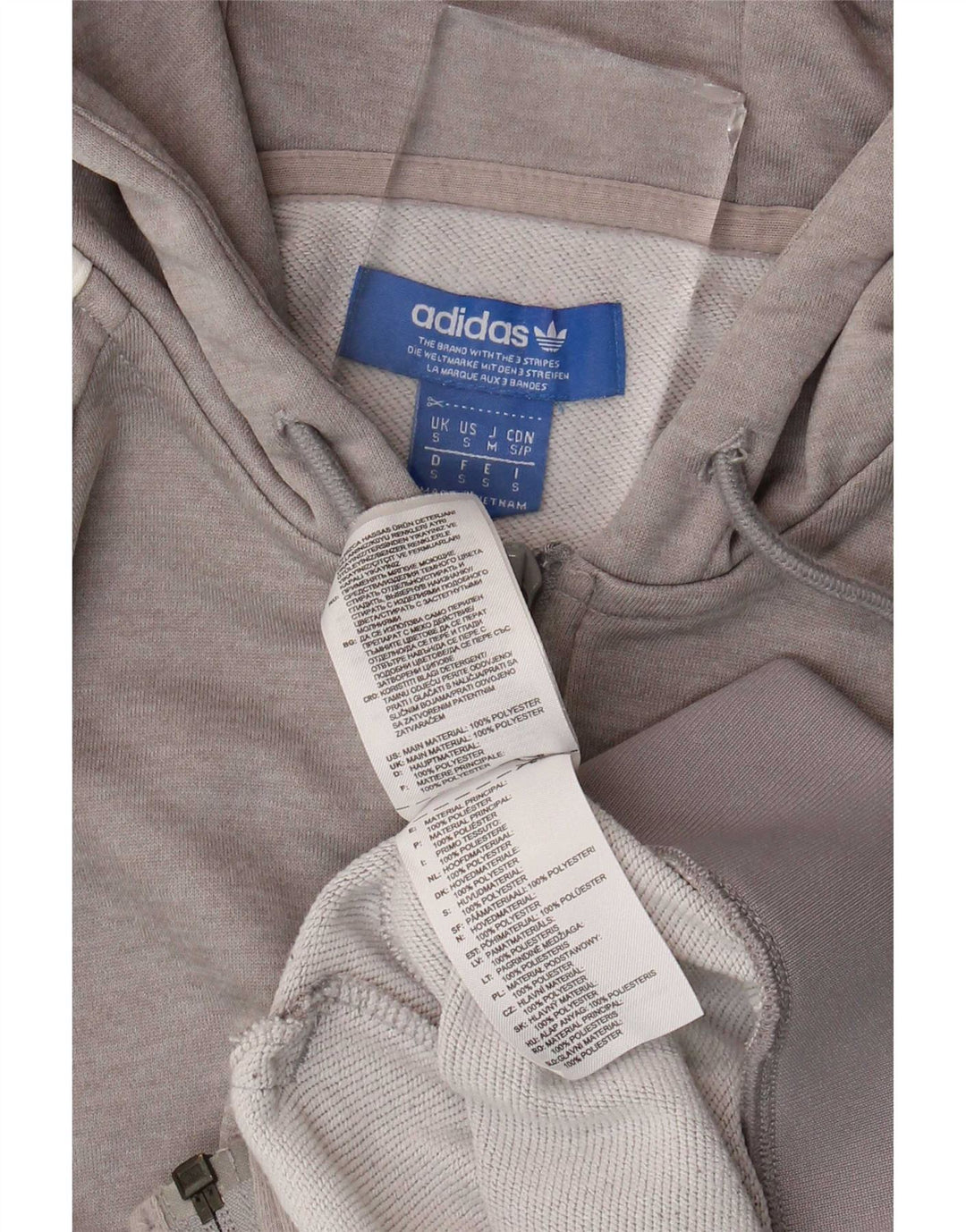 Pulover Adidas pentru bărbați, cu fermoar, poliester mic, gri