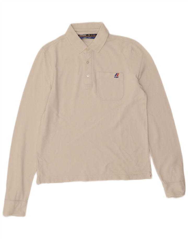 Tricou polo cu mânecă lungă pentru bărbați K-Way, bumbac alb mic