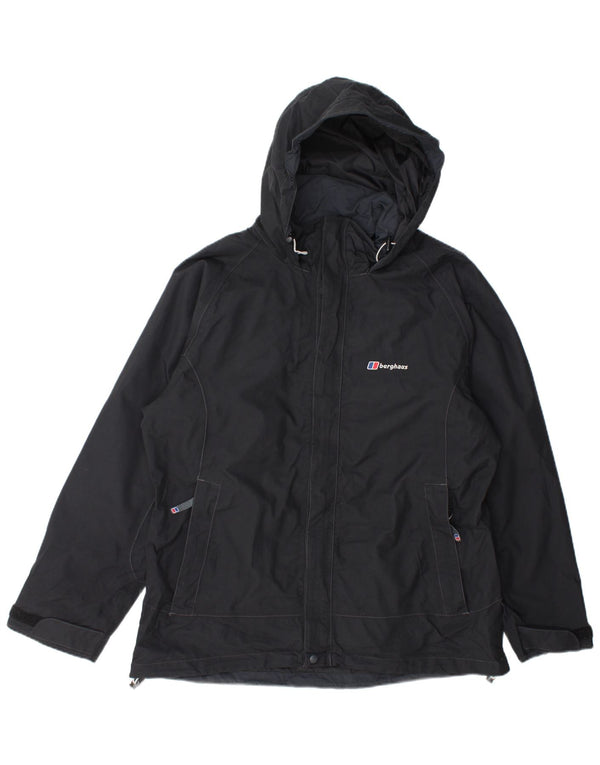 Jachetă de ploaie supradimensionată cu glugă pentru femei Berghaus UK 16, mare, negru, nailon