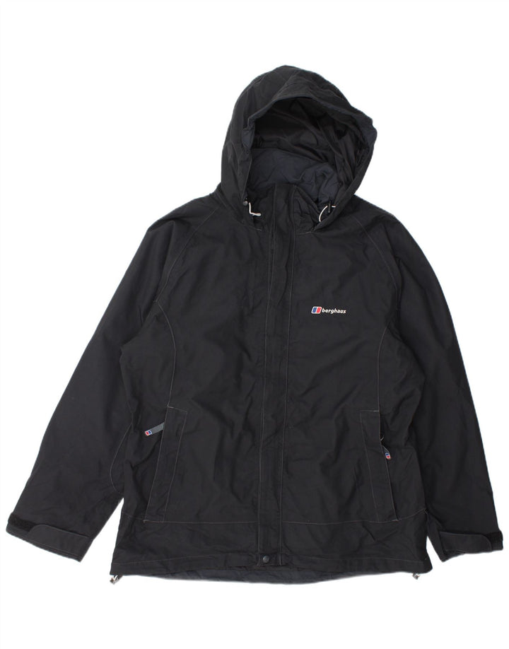 Jachetă de ploaie supradimensionată cu glugă pentru femei Berghaus UK 16, mare, negru, nailon