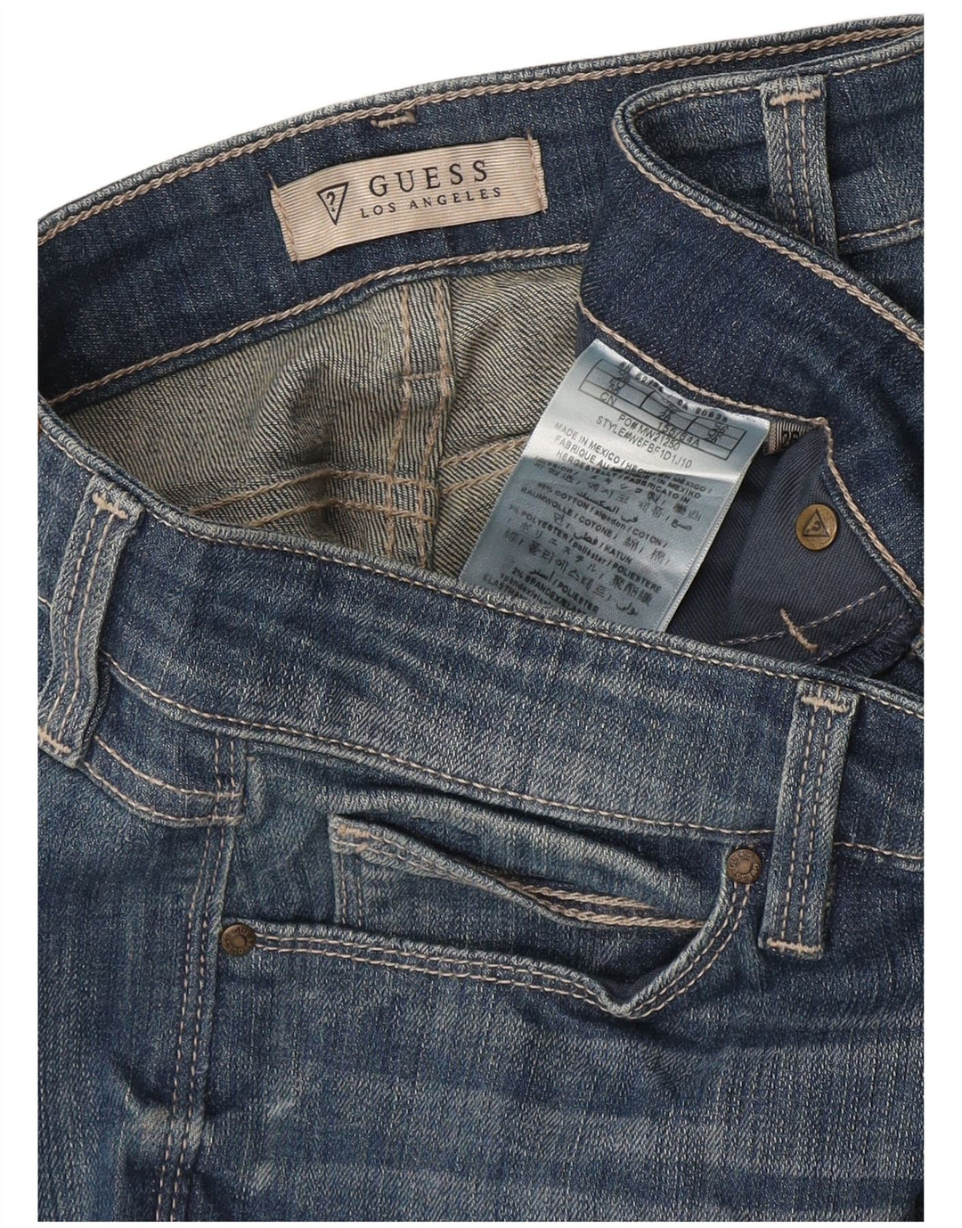 Blugi Guess de damă cropped W28 L24 bumbac albastru
