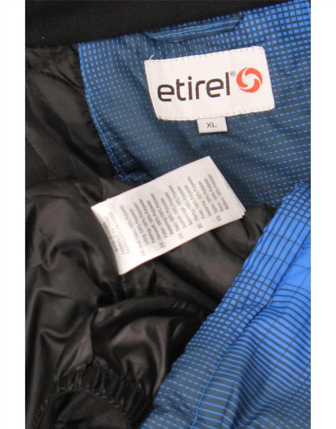 Jachetă de schi pentru bărbați Etirel, cu glugă, UK 42 XL, poliester cu carouri albastre