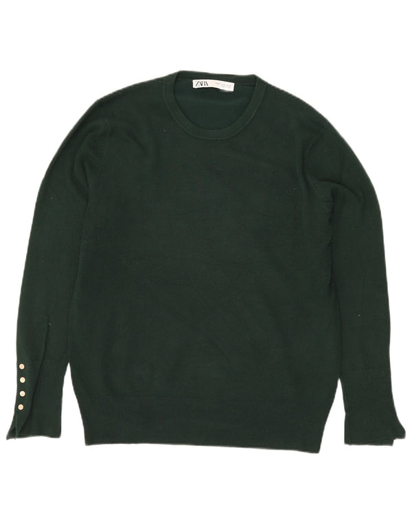 Pulover pentru damă Zara cu gât turnut, UK 18 XL, viscoză verde