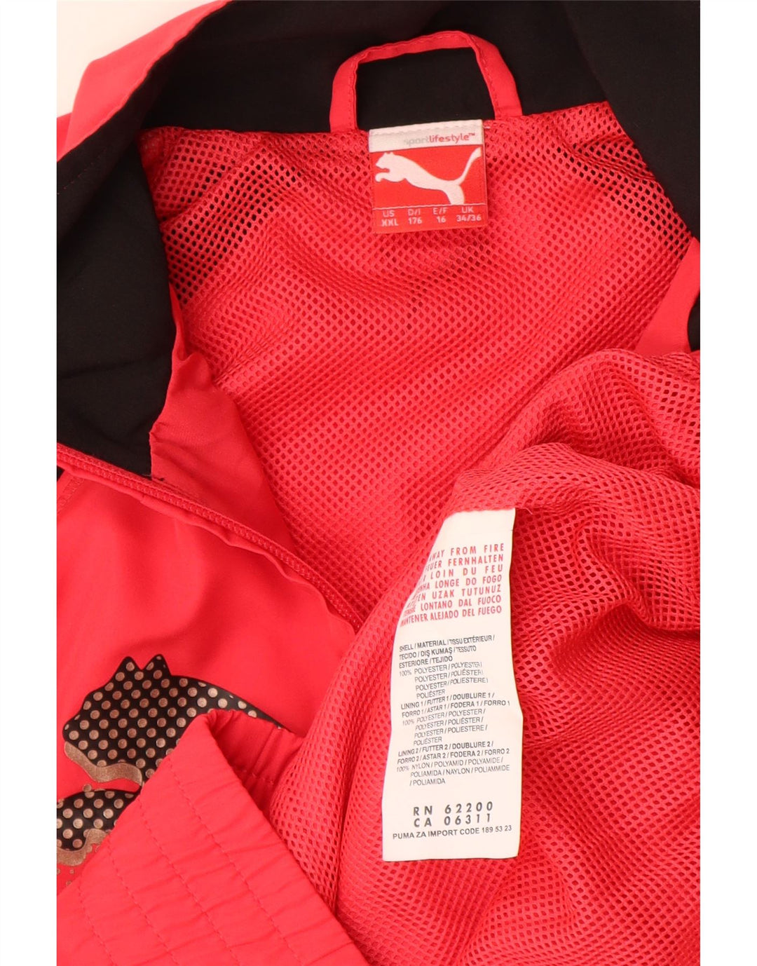 Jachetă de trening cu grafic Puma pentru băieți, 15-16 ani, roșu colorblock