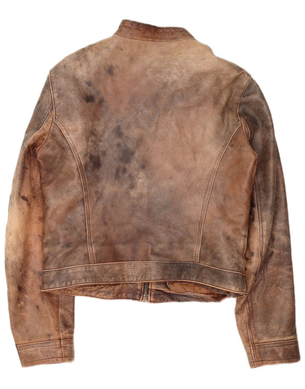 Jachetă vintage din piele pentru femei IT 48 XL maro