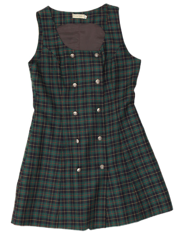 Rochie Swish pentru damă, UK 12 Medium Green Check Wool