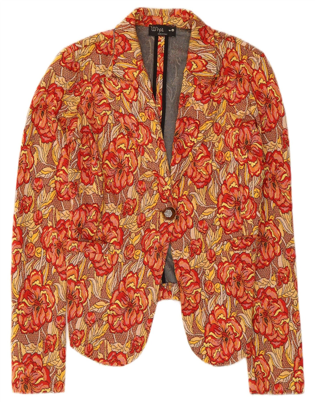 Jachetă vintage pentru femei cu 1 nasture, UK 10, multicoloră, florală