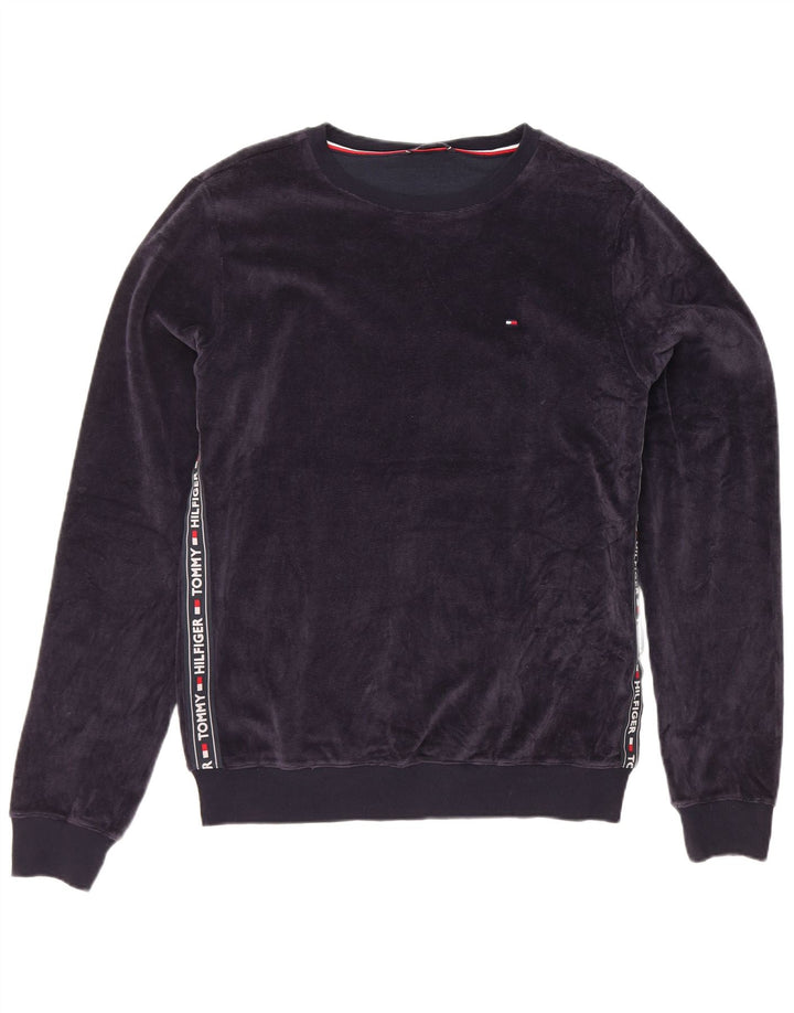 Hanorac pentru bărbați Tommy Hilfiger cu grafic din velur Pulover mediu bleumarin