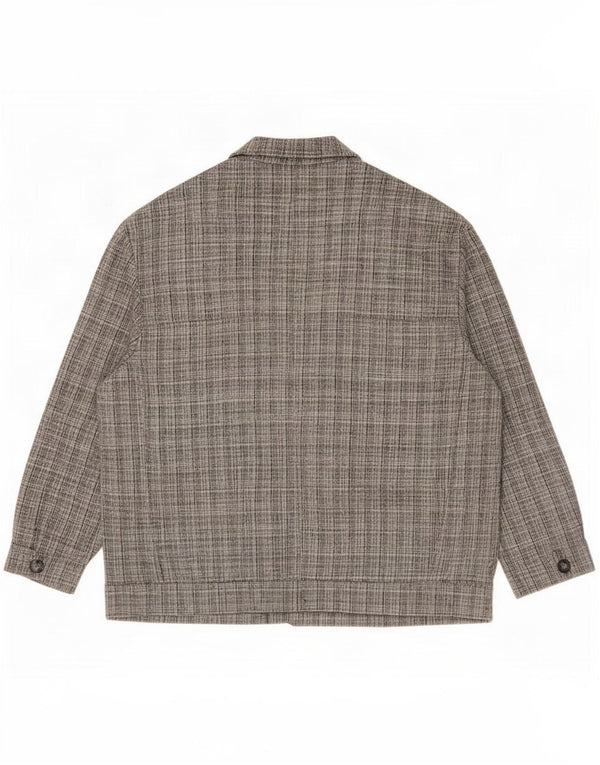 Vintage Mens Double Breasted Blazer Jacket IT 54 2XL Grey Check Viscose